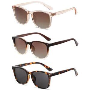 Womens Polarized Sunglasses UV400 Retro Classic Trendy Sun Glasses 3 Pack Set